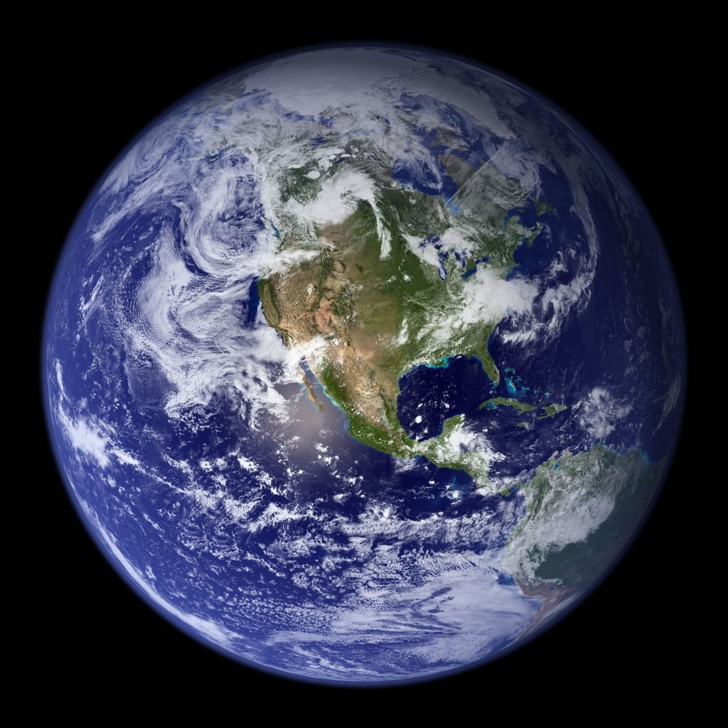 A breathtaking view of planet Earth from space showcasing its blue oceans and white clouds